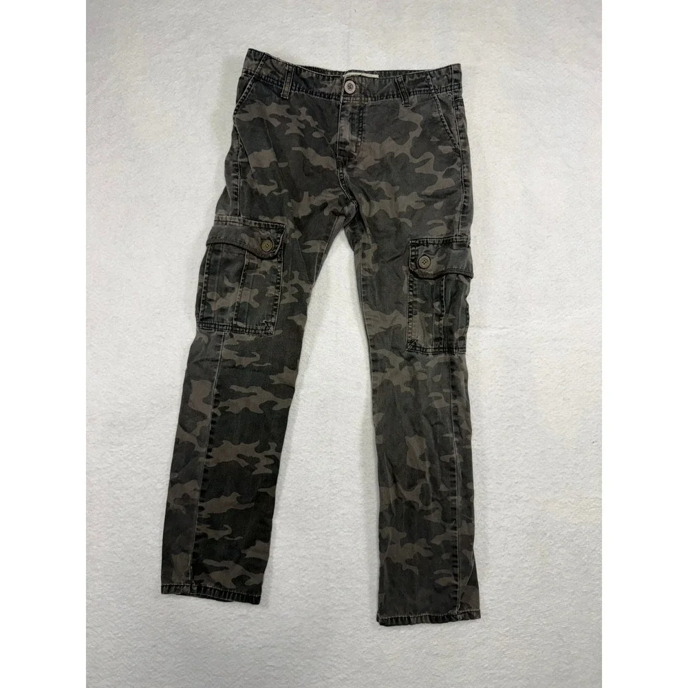 Levis Boys Camo Cargo Pants Grey Charcoal Straight Leg Size 14 Reg 27x27
